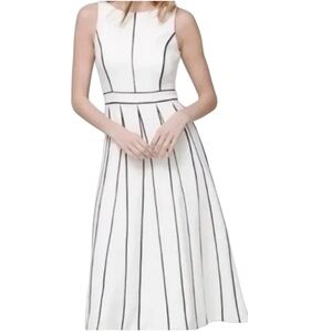 White House Black Market White Maxi Dress with Black Pinstripe Accents